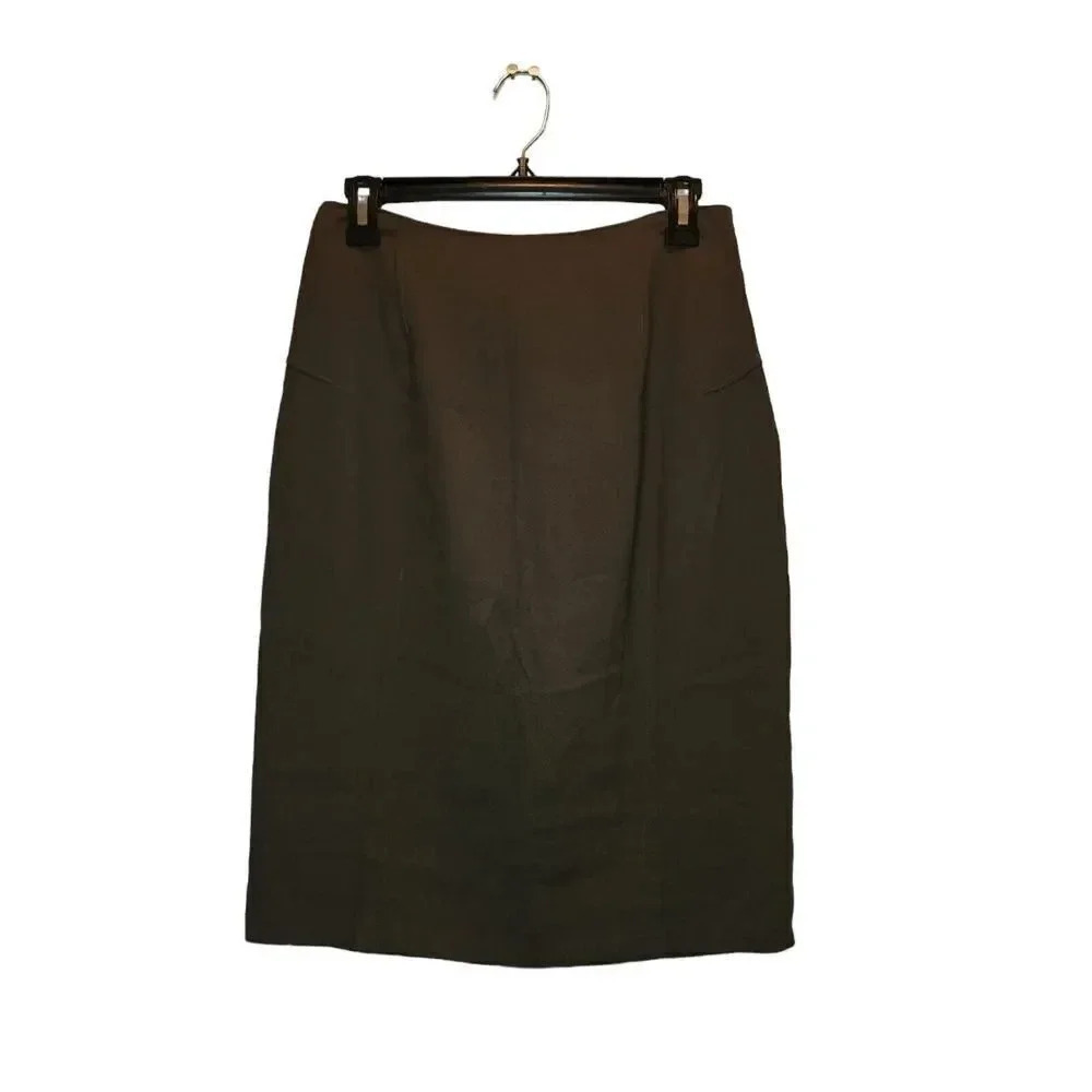 NWT Roland Mouret Pencil Skirt 8 Womens Brown Viscose Virgin Wool Back Zipper